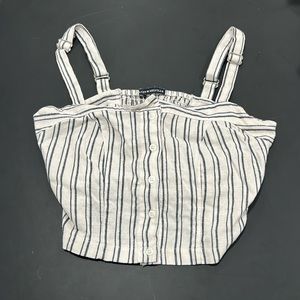 White and Grey Stripped Brandy Tank Top